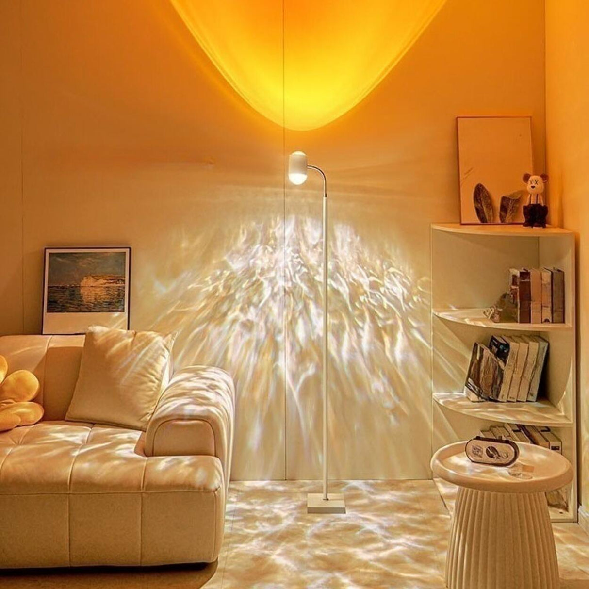 2-Light Simple Water Ripple Reading Floor Lamp Image - 5