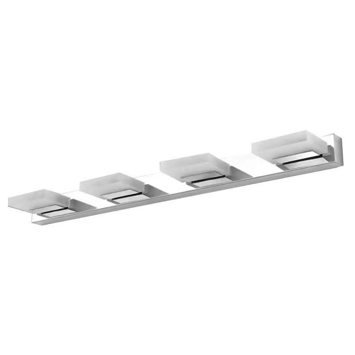 2-Light White Rectangular Metal Mirror Vanity Light Image - 6