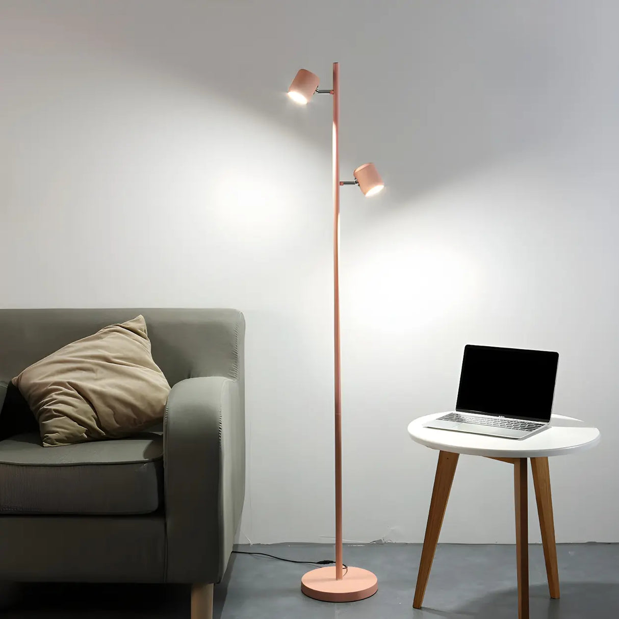 2-Light Yellow Cylinder Metal Adjustable Floor Lamp Image - 10