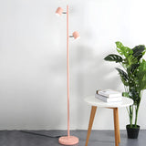 2-Light Yellow Cylinder Metal Adjustable Floor Lamp Image - 9