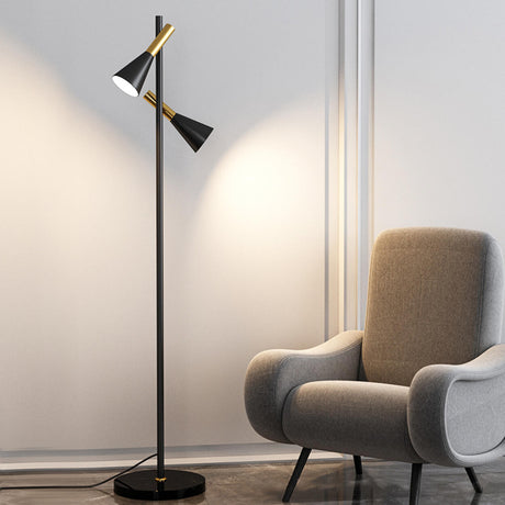 2 Lights Contemporary Cone Iron Metal Floor Lamp Image - 1