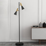 2 Lights Contemporary Cone Iron Metal Floor Lamp Image - 13