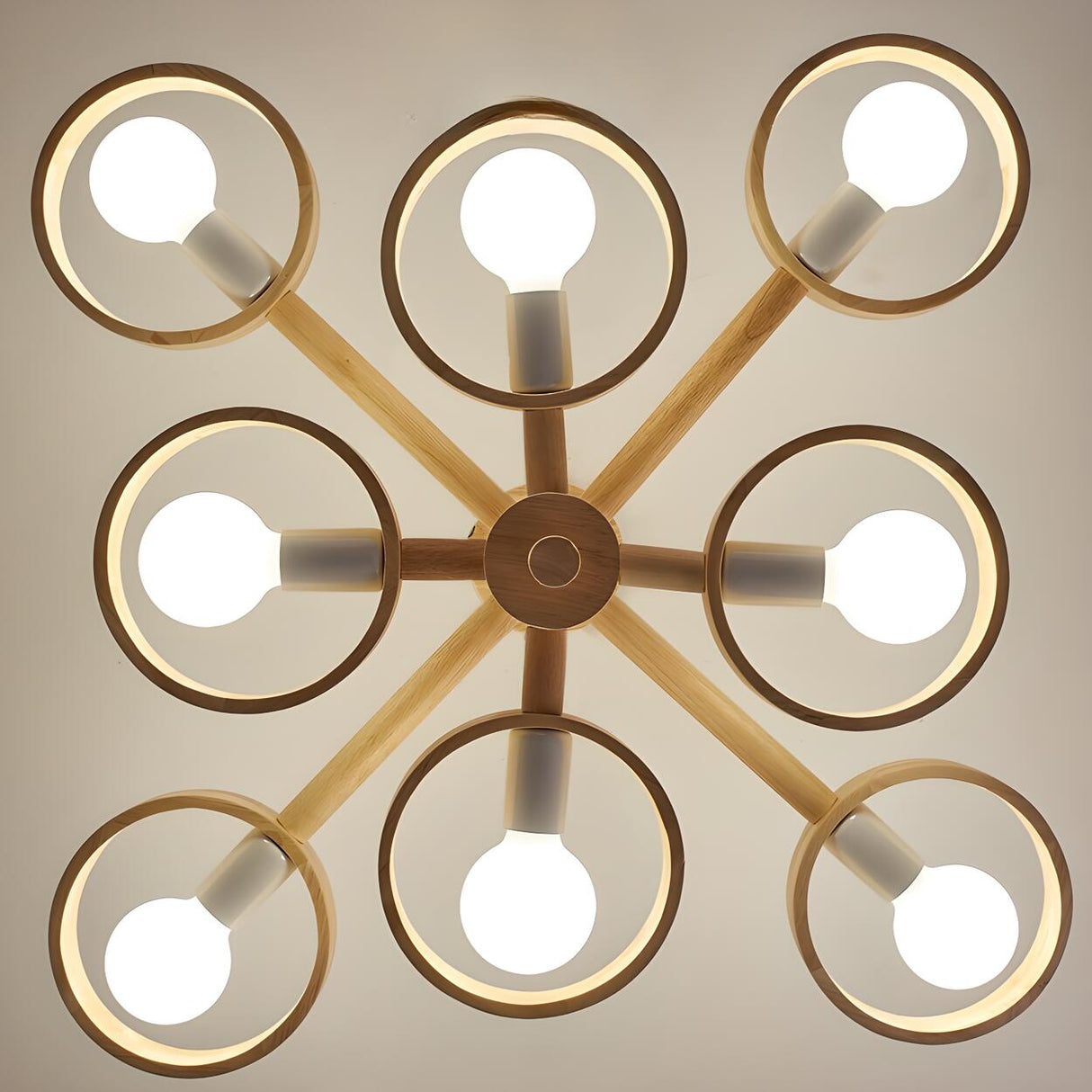 2 Tiers Modern Scandinavian Wooden Chandelier Image - 12