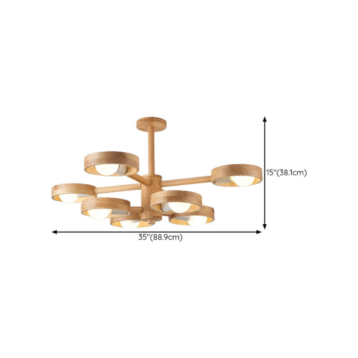 2 Tiers Modern Scandinavian Wooden Chandelier Image - 14