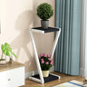 2 Tiers Modish Z-Shape Whit-Black Wood Floor Plant Stand Image - 11