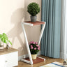 2 Tiers Modish Z-Shape Whit-Black Wood Floor Plant Stand Image - 13