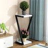 2 Tiers Modish Z-Shape Whit-Black Wood Floor Plant Stand Image - 2