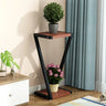 2 Tiers Modish Z-Shape Whit-Black Wood Floor Plant Stand Image - 6