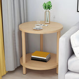 2 Tiers Rectangular Beech Wood Black Storage Side Table Image - 32