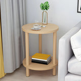 2 Tiers Rectangular Beech Wood Black Storage Side Table Image - 33