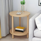 2 Tiers Rectangular Beech Wood Black Storage Side Table Image - 39