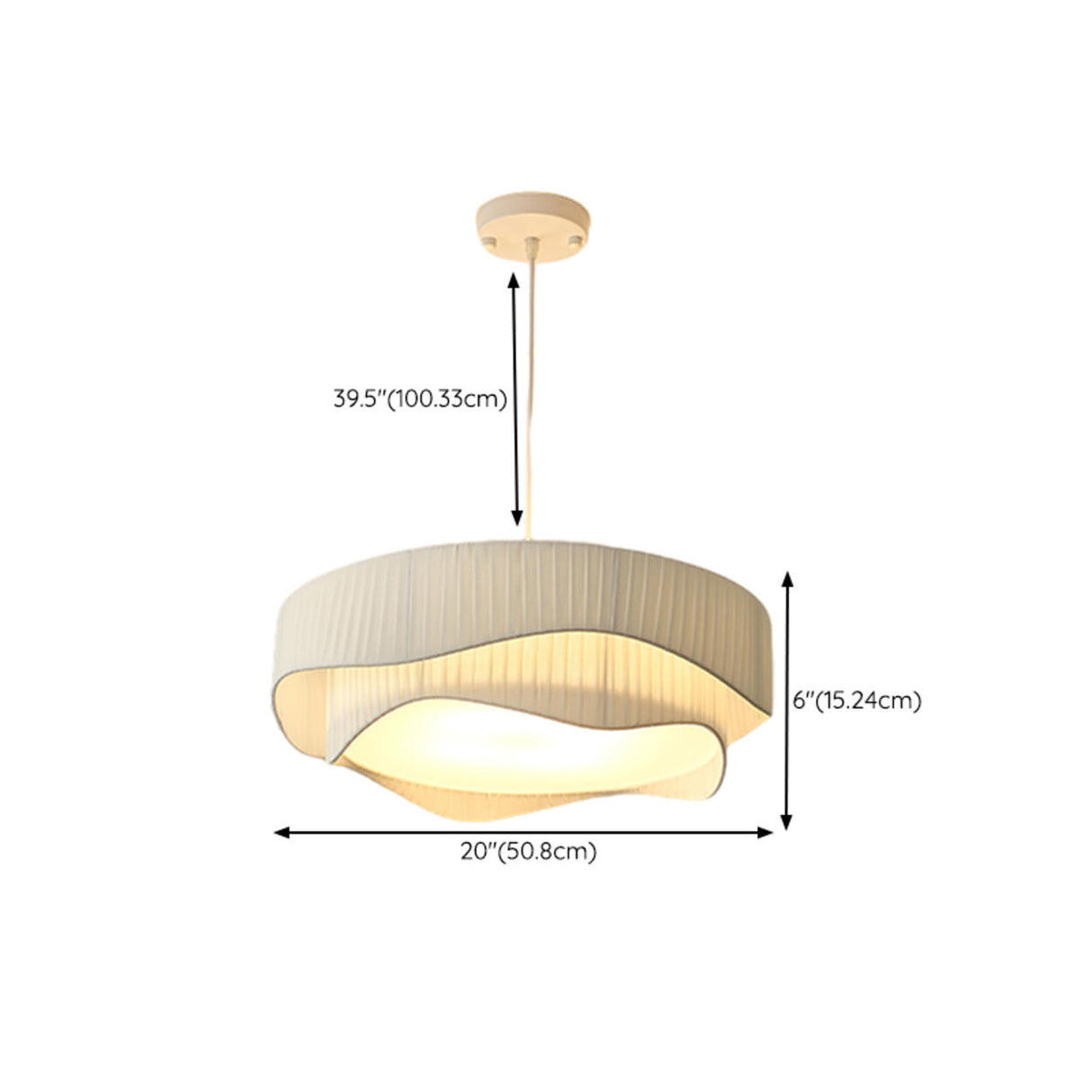 2 Tiers White Hanging Light, Adjustable Height 