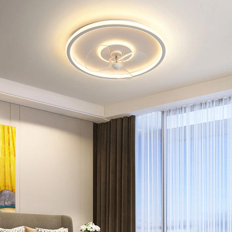 3 Blades Remote Control Modern Round Ceiling Fan Light Image - 1