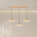 3 Bulbs Floral Clear Glass Pendant Light Wood  Image - 3