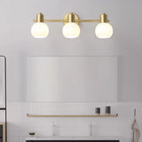 3-Light Adjustable Modern Brass Globe Vanity Light Image - 1