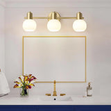 3-Light Adjustable Modern Brass Globe Vanity Light Image - 3