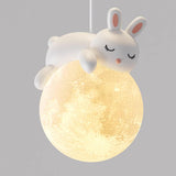 3-Light Adorable Bunny and Moon Island Pendant Light Image - 10