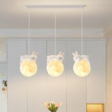 3-Light Adorable Bunny and Moon Island Pendant Light Image - 3