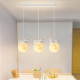 3-Light Adorable Bunny and Moon Island Pendant Light Image - 4