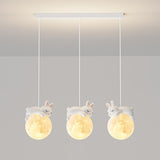 3-Light Adorable Bunny and Moon Island Pendant Light Image - 9