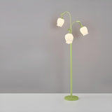 3-Light Bedroom Green Tulip-Shaped Metal Floor Lamp Image - 10