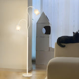 3-Light Bedroom Green Tulip-Shaped Metal Floor Lamp Image - 11