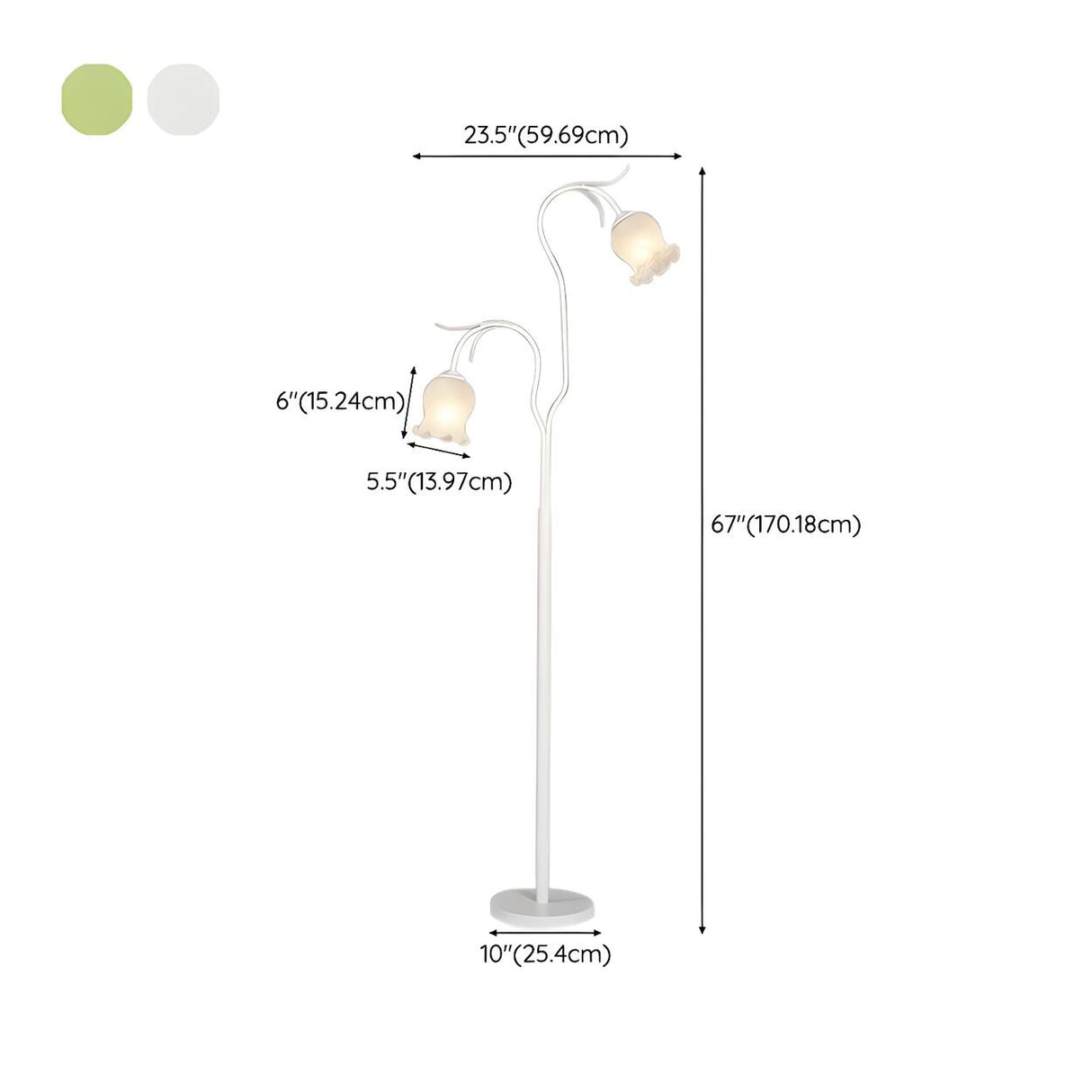 3-Light Bedroom Green Tulip-Shaped Metal Floor Lamp 