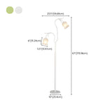 3-Light Bedroom Green Tulip-Shaped Metal Floor Lamp #size