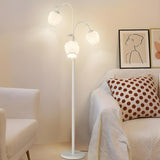 3-Light Bedroom Green Tulip-Shaped Metal Floor Lamp Image - 4