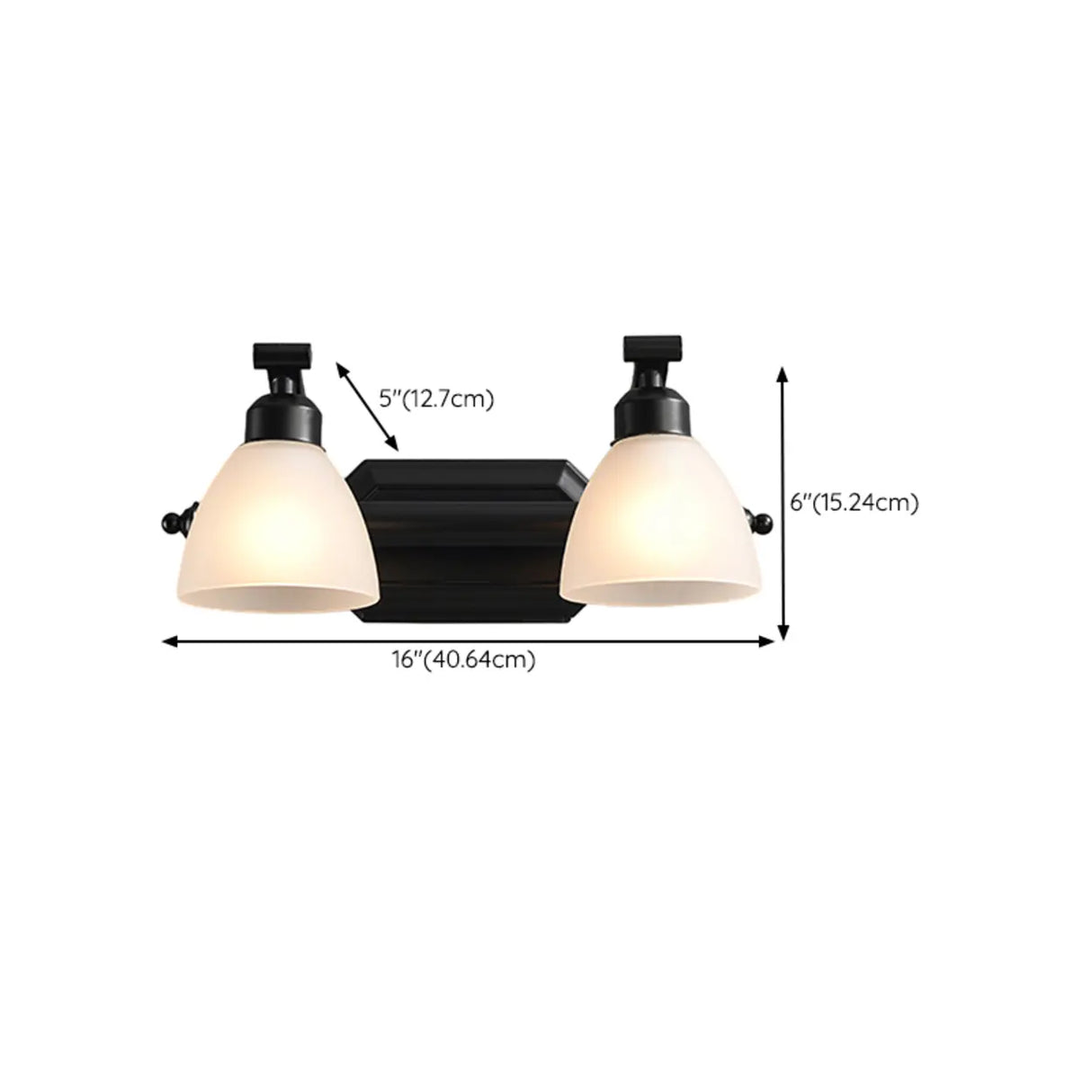 3-Light Black Cone Glass Bathroom Vanity Light Fixture 