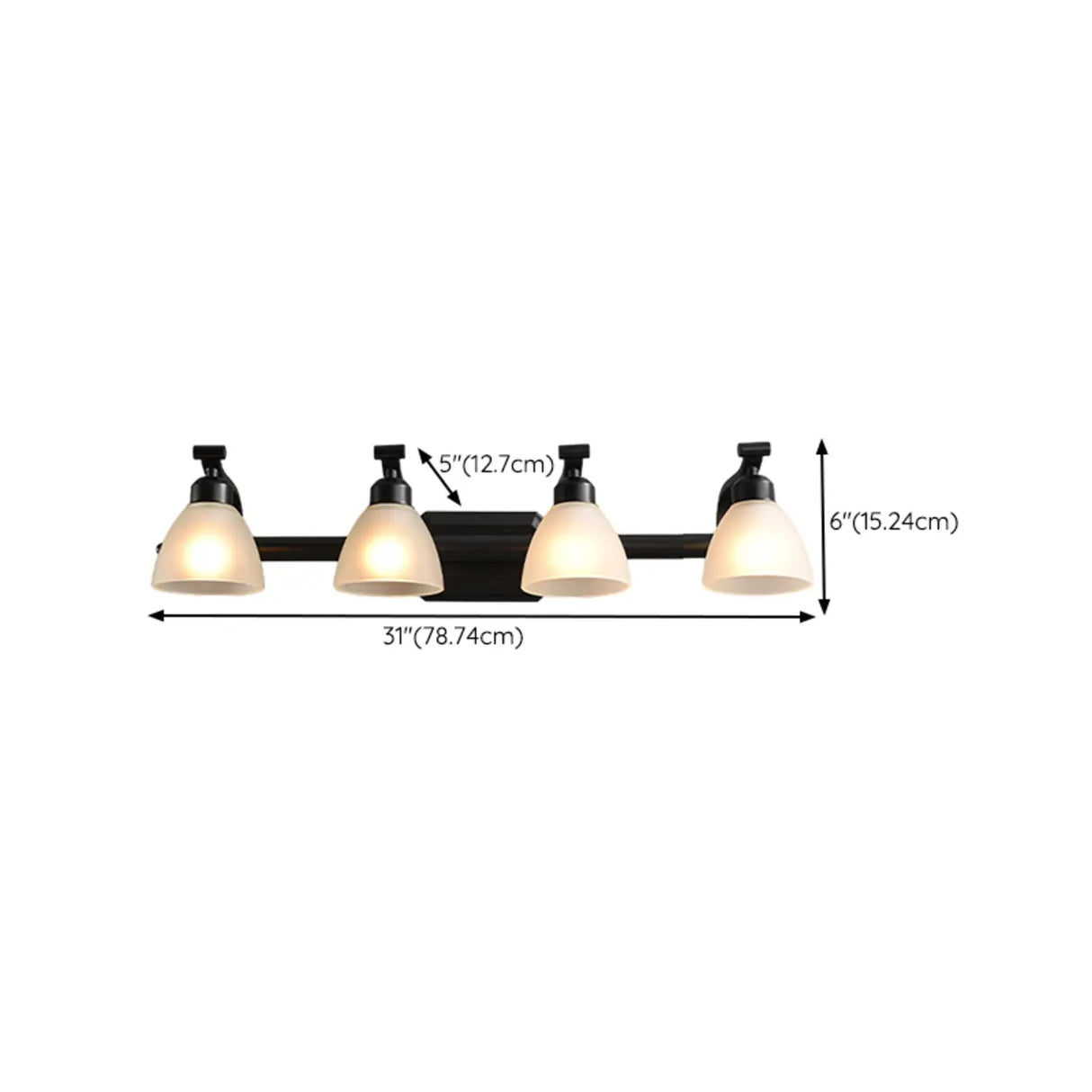 3-Light Black Cone Glass Bathroom Vanity Light Fixture Image - 16