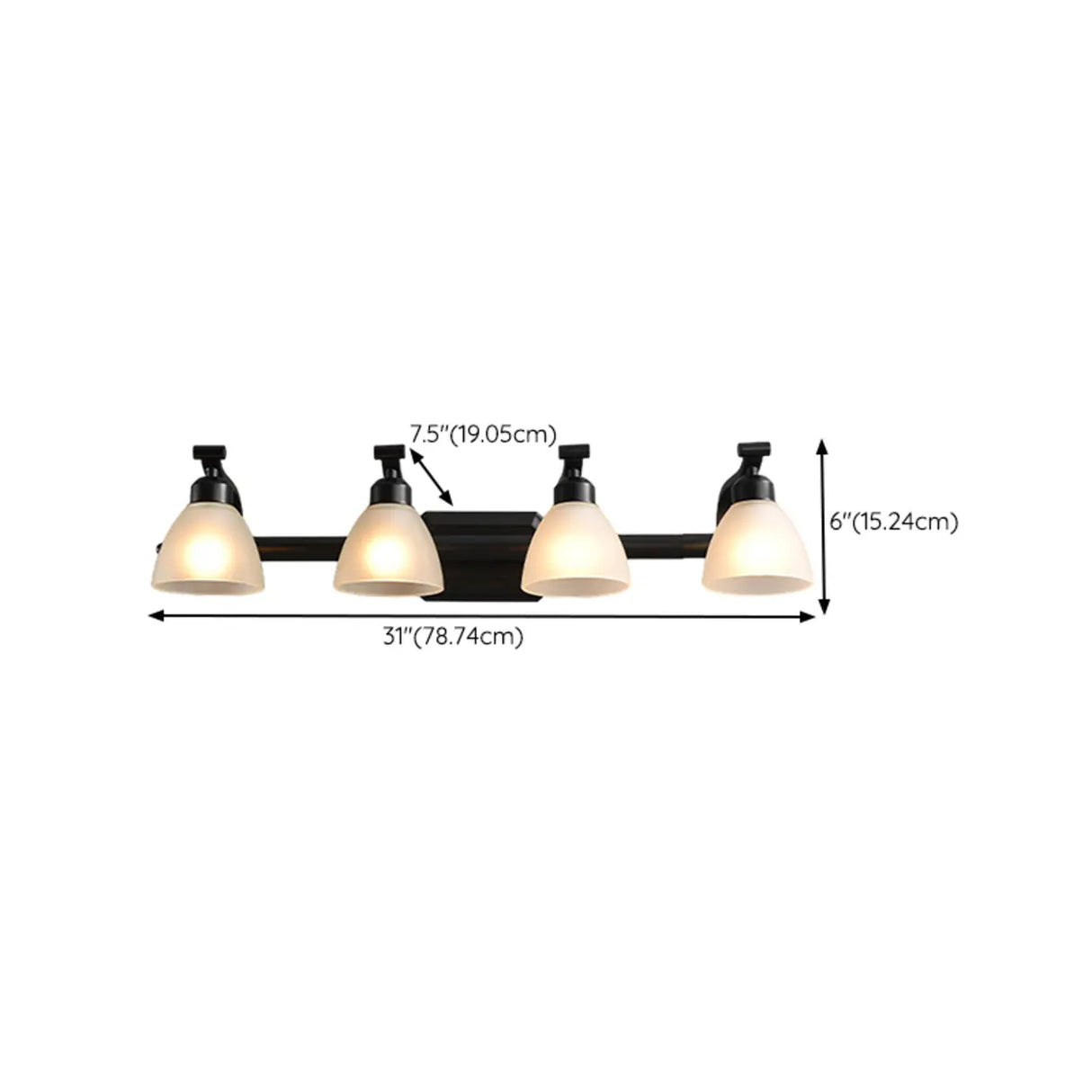 3-Light Black Cone Glass Bathroom Vanity Light Fixture Image - 19