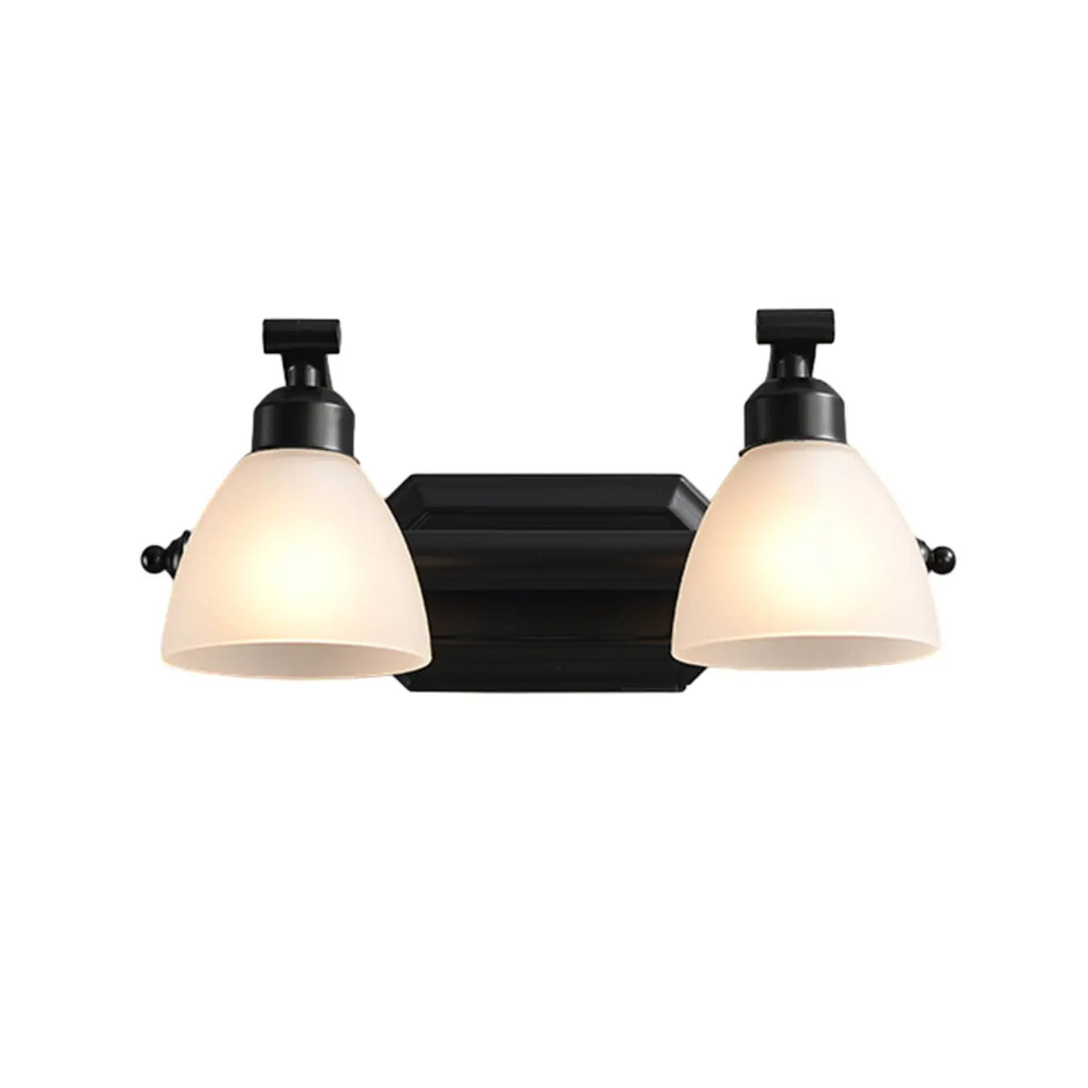 3-Light Black Cone Glass Bathroom Vanity Light Fixture Image - 4