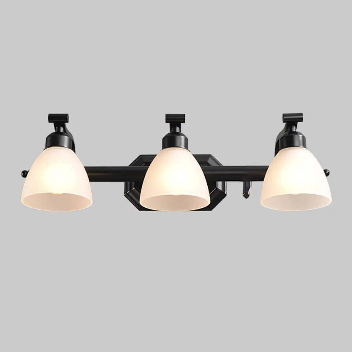 3-Light Black Cone Glass Bathroom Vanity Light Fixture Image - 6