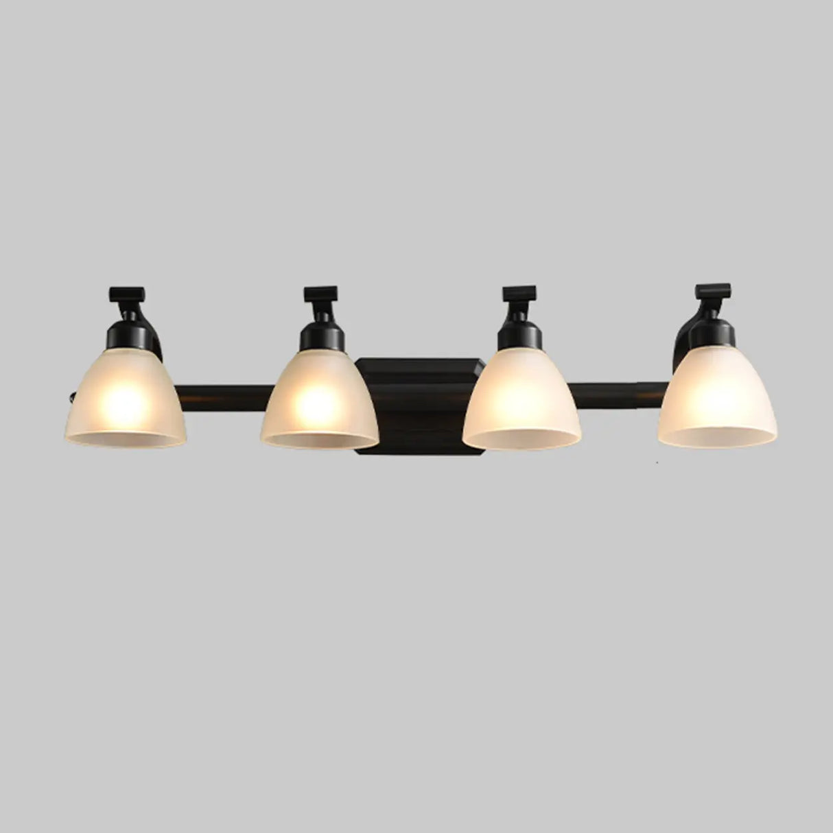 3-Light Black Cone Glass Bathroom Vanity Light Fixture Image - 7