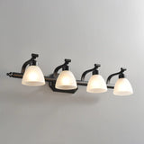 3-Light Black Cone Glass Bathroom Vanity Light Fixture Image - 9