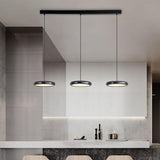 3-Light Black Modern Circular LED Island Pendant Light Image - 1