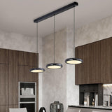 3-Light Black Modern Circular LED Island Pendant Light Image - 2