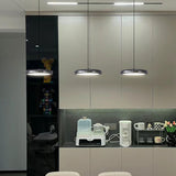 3-Light Black Modern Circular LED Island Pendant Light Image - 3