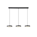 3-Light Black Modern Circular LED Island Pendant Light Image - 5