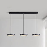 3-Light Black Modern Circular LED Island Pendant Light Image - 7