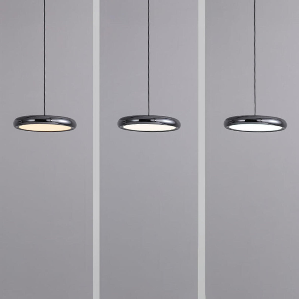 3-Light Black Modern Circular LED Island Pendant Light Image - 8