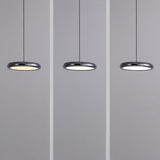 3-Light Black Modern Circular LED Island Pendant Light Image - 8