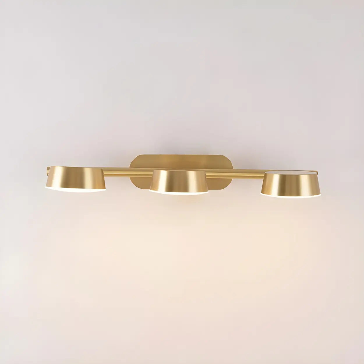 3-Light Brass Bowl Metal LED Bathroom Vanity Light Image - 1