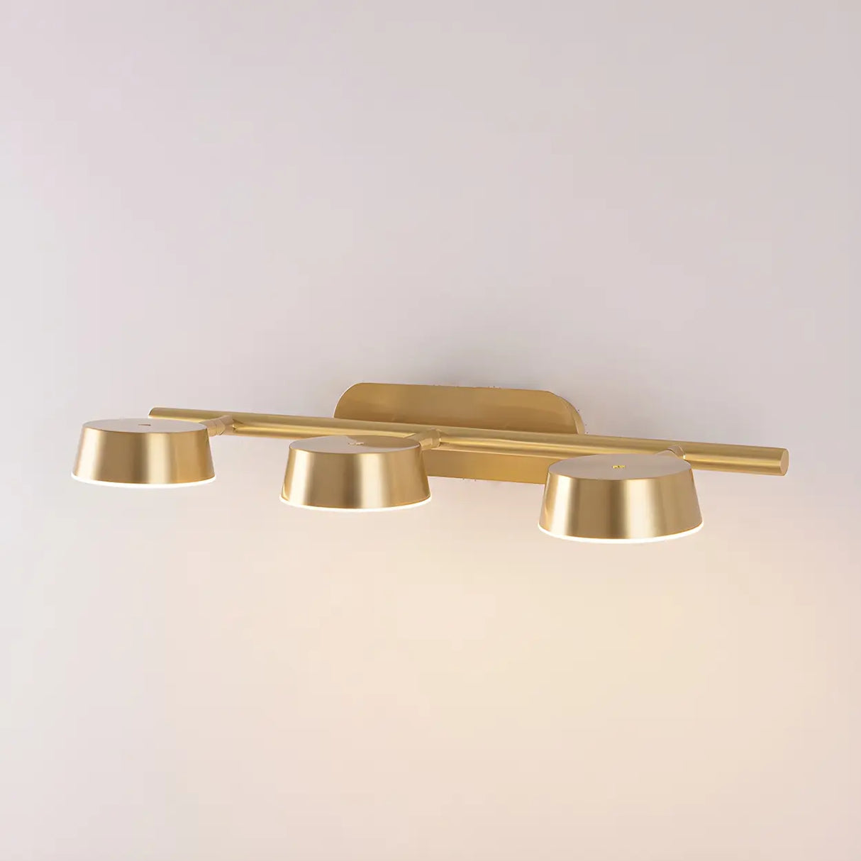 3-Light Brass Bowl Metal LED Bathroom Vanity Light Image - 5