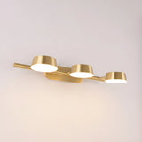 3-Light Brass Bowl Metal LED Bathroom Vanity Light Image - 6