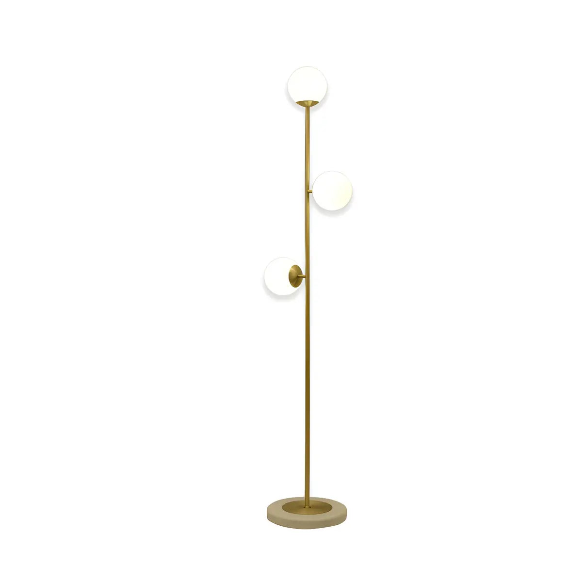 3-Light Brass Glass Spherical Living Room Floor Lamp Image - 3