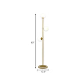 3-Light Brass Glass Spherical Living Room Floor Lamp #size