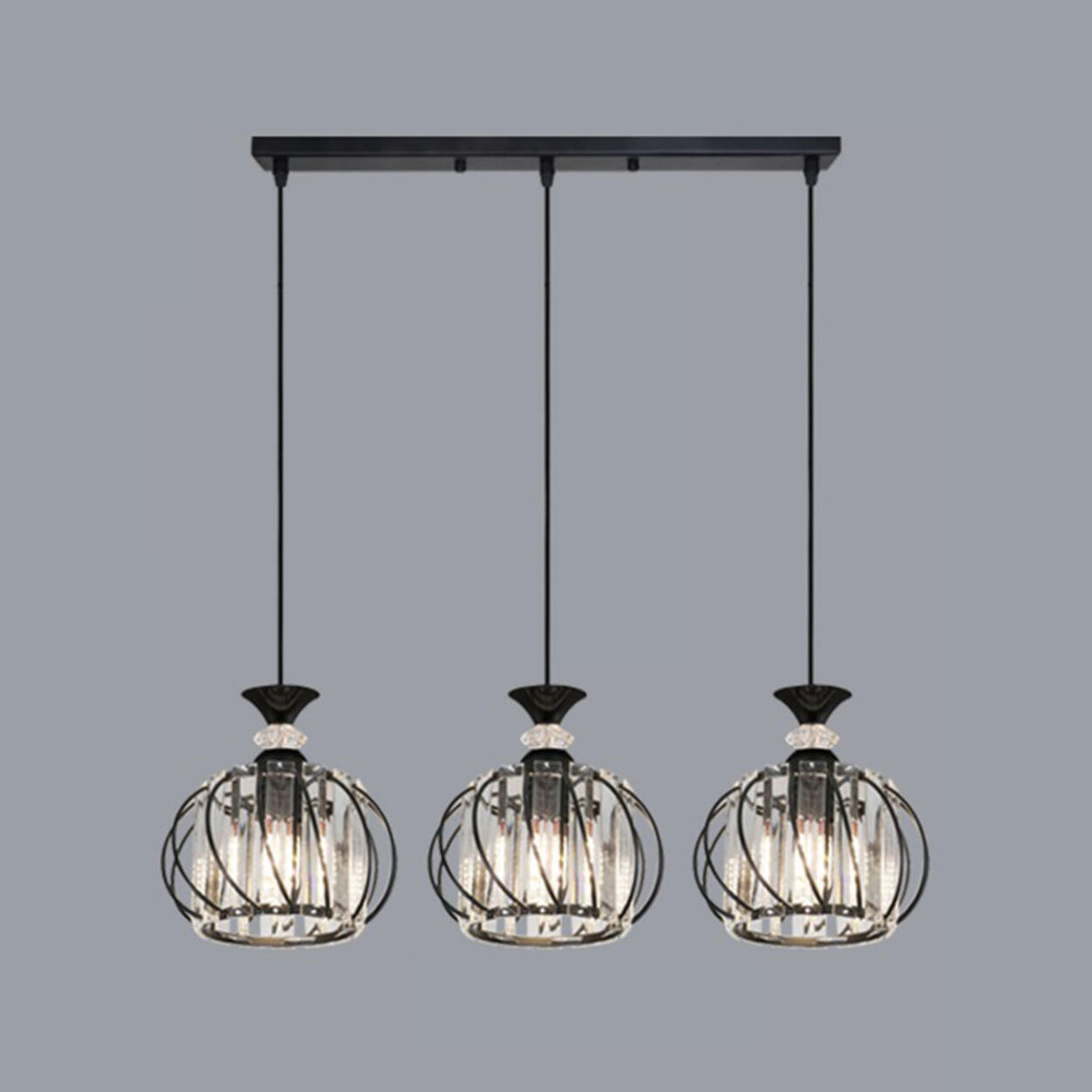 3-Light Cage and Cylinder Contemporary Island Light Image - 3