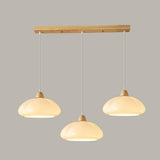 3-Light Colorful Dome Wooden Island Pendant Light Image - 3